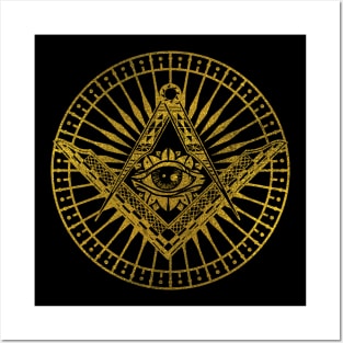 All Seeing Mystic Eye in Masonic Compass Posters and Art